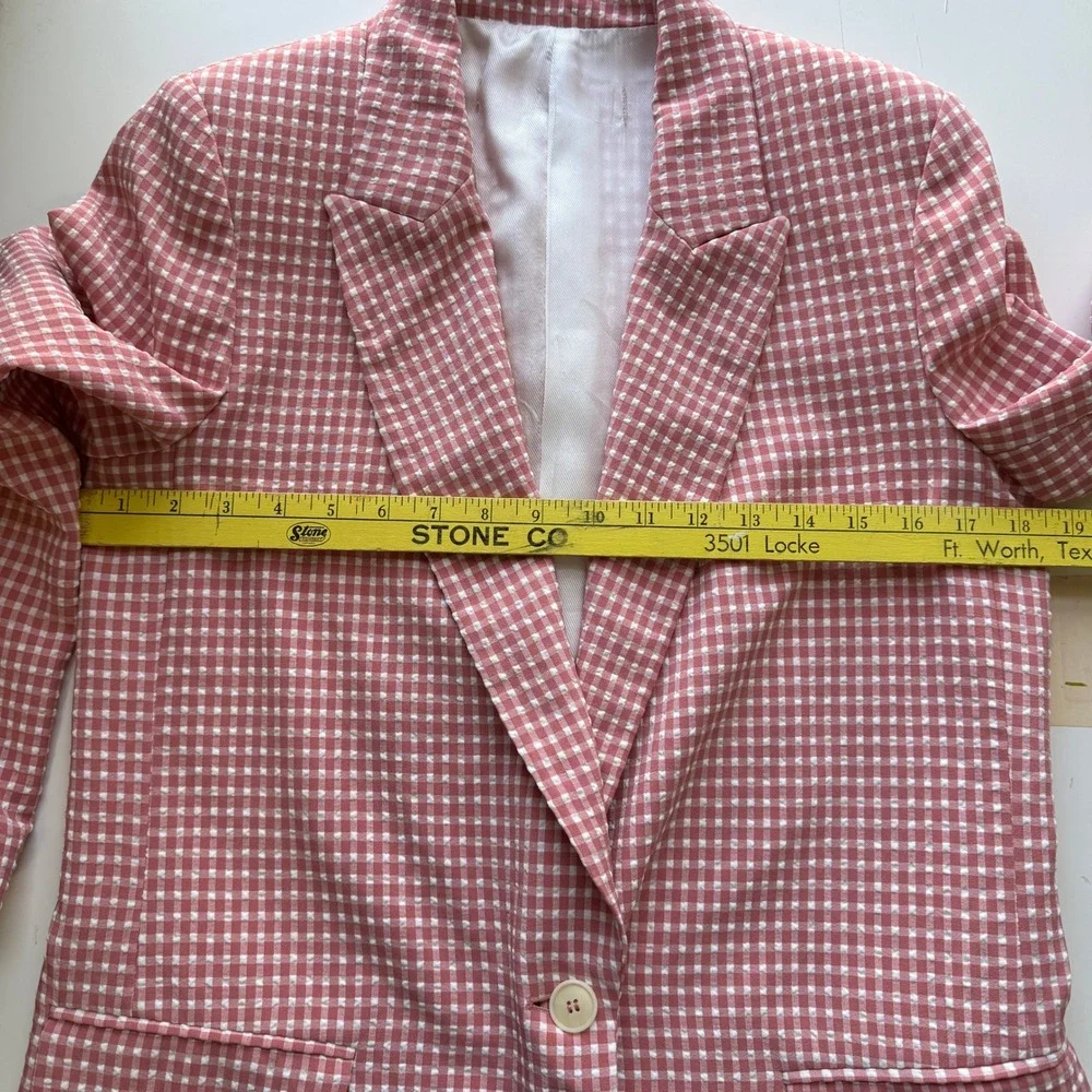 Vintage‎ Gingham Textured Blazer Unisex